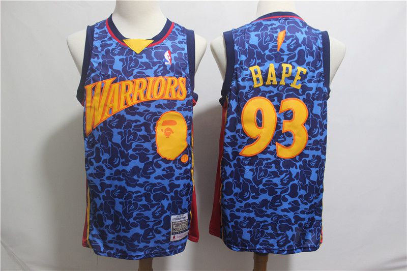 Men Golden State Warriors #93 Bape Blue Stitched NBA Jersey